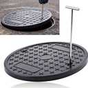 Round Manhole Cover 20 Inch, Hook, Black Recessed Lid
Composite Lid with Steel Reinforcement Corrosion Resistant, for Septic Tank Well, Non-slip Surface, Stainless Steel Hook