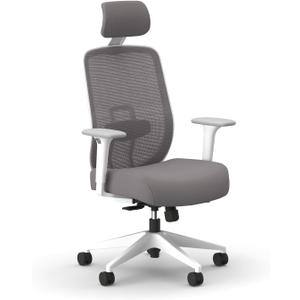 HON Altern Ergonomic Office Chair with Headrest, Arms, Foam Cushion Seat, Mid Back Home Office Desk Chair Comfy, Gaming Chair, Height Adjustable Arms, Synchro-Tilt, Seat-Slide, White Frame, Frost