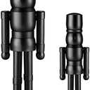 Wonderjune 2 Pack Christmas Wooden Nutcracker Traditional Christmas Decorations Nutcracker Figure Statue for Xmas Festive Holiday Tabletop Home Decor(Black, 12 Inch, 8 Inch)