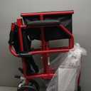 Medline Ultra Lightweight Transport Wheelchair for Adults, Foldable, 19-Inch Seat Width, Red Frame, Black Upholstery
