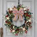 4th of July Wreaths 20in, Vintage 250th Anniversary Berry Wreath Red White and Blue Decorations, Memorial Day Americana Farmhouse Front Door Porch Wall Patriotic Decor
