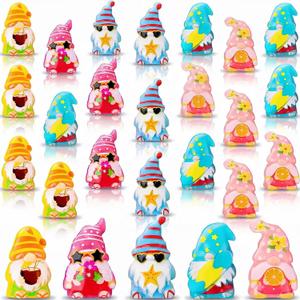 DoubleFill 60 Pcs Summer Gnome Figures Mini Resin Gnomes Miniature Figures for Summer Hawaiian Party Favors Festival Gifts Home Table Centerpieces Landscape Decor