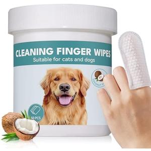 Pack of 2, No Pawblems Natural Ear Wipes Finger for Dogs & Cats Comfy Finger Design | Clean Ear Wax, Debris & Dirt Gently | 50 Count Pack (Coconut Scent)