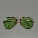 Freckles Mark Oversized Aviator Sunglasses Vintage Retro Gold Metal Frame Colorful Lenses 62mm (Clear Green)