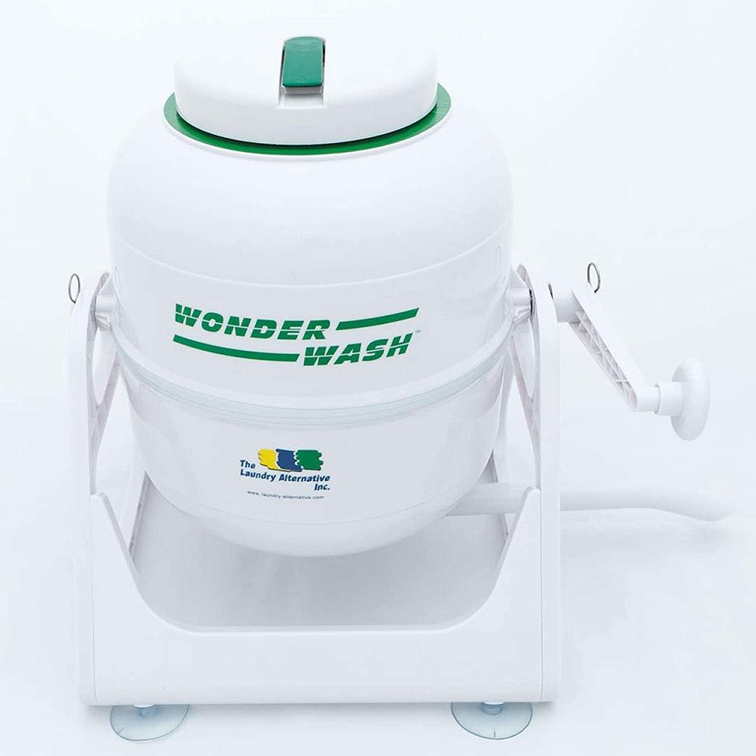 WonderWash Portable Mini Washing Machine for Apartment & Tiny Spaces - Manual Hand Clothes Washer with Retro Design - Clean Laundry Anywhere with Our Countertop, Non-Electric, Small Washer - White