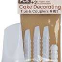 Reusable Plastic Piping Tips - Standard Size Petal Tip #103 20 Pack with 2 Couplers Icing Nozzles for Cake Decoration Dessert Design Baking Supplies and Piping Bags Base Ø 0.75", Height 1.25"