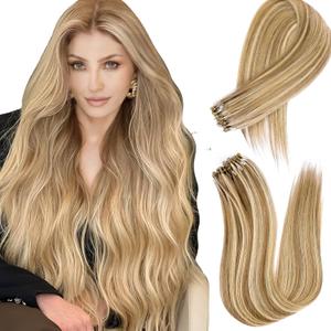 Microlink Hair Extensions Human Hair Microbead 100% Remy Hair #613/18 Brown Light Brown Mix Blonde 14inch 40G MicroLoop Extensions Real Human Hair Blonde Natural Look & Salon Quality