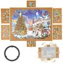1500 Piece Rotating Wooden Puzzle Table - 6 Drawers, 27x 35 inch Puzzle Board with Lid, Portable Puzzle Table, PP-00