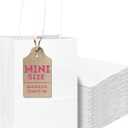 qiqee 50-Packs White Paper Gift Bags with Handles Bulk 4.5"x2.5"x6" Mini Size Party Favor Bags Multiple Uses