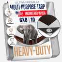 6x8 Heavy Duty Tarp, 10 Mil Thick, Waterproof, High Durability, Tear & Fade Resistant, UV Treated, Grommets Every 18 Inches (6' x '8' Feet)
