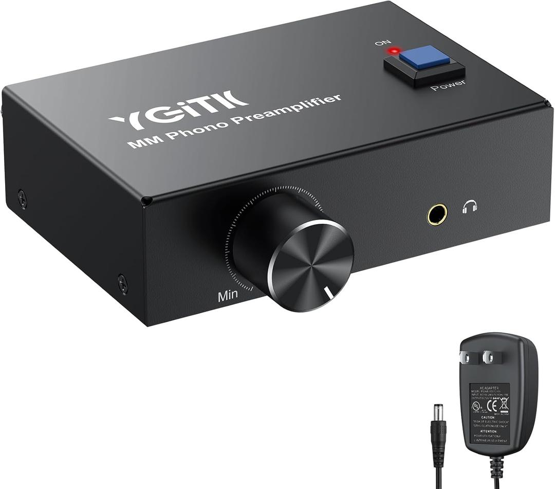 Phono Preamp for Turntable Preamplifier with Volume Control Stereo M/M Turntable Amplifier RCA in & Out and 3.5mm interfaces Pre AMP Phono Preamplifier Including Power Adapter for Record Player