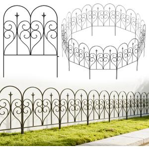 Thealyn Garden Fence 32" H x 10ft (5 Panels), No Digging Heavy Duty Metal Fence Panels, Rustproof Outdoor Dog Fence Animal Barrier, Decorative Fencing for Flower Bed, Yard, Landscape Edging