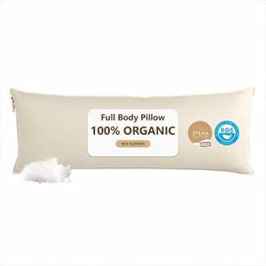 Goose Down Body Pillows for Adults, Large Body Pillow for Side Sleeper, Hugging Feather Body Pillow Insert, Cooling Full Length Long Pillow for Bed with 100% Organic Cotton Shell, Beige 20"x54"