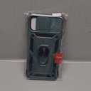 Janmitta Case for iPhone 11 Pro Max Phone Cover Built in Slide Camera Lens Cover+Screen Protector,Heavy Duty Shockproof Full Body PhoneCase with Finger Ring Holder Kickstand,Dark Green