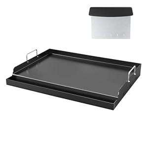 23"×16＂ Nonstick Universal Griddle for Gas Grill, Multi-Purpose Cooking Cast Iron Griddle with Grease Groove, Pre-Seasoned Flat Top Plate Insert for Camping, Tailgating, Parties
