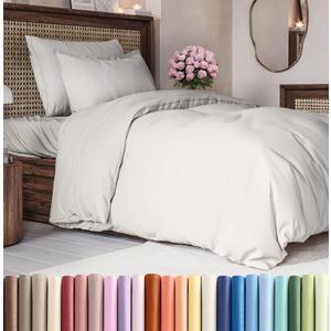 Duvet Cover Twin/Twin XL Size Set - Extra Soft Duvet Cover 68 x 90 with 1 Pillow Sham - Hotel Luxury, Easy Care and Fade Free w/ Zipper Closures & Ties - Comfy, Breathable Bedding Set (French Grey) (04 - French Grey (No Comforter))