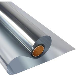 KESPEN Window Privacy Film One Way Daytime Privacy Static Cling Sun Blocking Anti UV Reflective Window Tint for Home and Office, Silver, 17.5 Inch X 6.5 Feet
