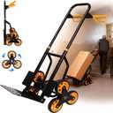 Heavy Duty Stair Climbing Dolly, 380lb Capacity Folding Hand Truck with 5.9” Tri-Wheel, Portable Stair Climber Cart for Moving Furniture Groceries Boxes Laundry, Back-Saving Tool for Apartment Home