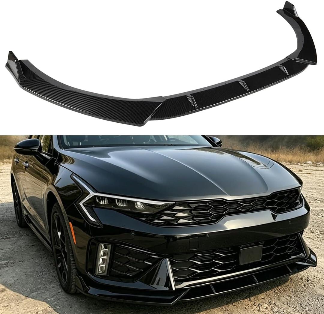 Front Lip Compatible with Kia K5 EX, GT, GT-Line, LXS 2025-2026, Bumper Air Dam Lower Chin Spoiler Splitter, Protection Body (Carbon Fiber Pattern)