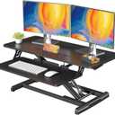 JOY worker Standing Desk Converter, 35" Wide Height Adjustable Sit Stand Up Desk Riser with Keyboard Tray, Desktop Workstation Riser for Home Office Computer Laptop, Particle Board, Black