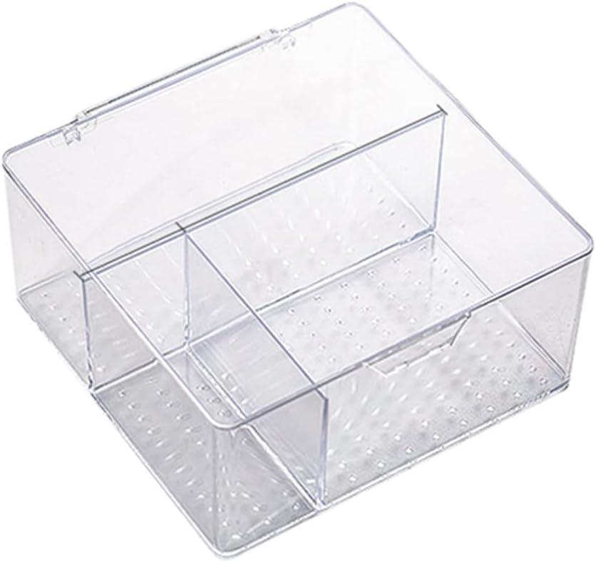 Clear Makeup Organizer Storage Box: Vanity Plastic Divided Tray with Lid for Brush Jewelry Cosmetic Boxes Beauty Supplies