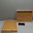 Greenual 2 Pack Bed Tray Table with Handles Folding Legs, Bamboo Breakfast Food Tray with Media Slot, Use As Platter, Laptop Desk, Snack, TV Tray Kitchen Serving Tray(Natural)