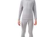 PISIQI Thermal Underwear Set for Boys Long Johns Fleece Lined Set Kids Ultra Soft Base Layer Top Bottom Warm Set for Skiing (Small, Grey)