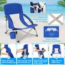 Lineshading 1 Pack Low Beach Chair with Umbrella for Adult, Lightweight Backpacking Folding Recliner Chairs with Carry Bag for Summer Beaches Tent Camping Picnics Barbecues Travel Outdoor (Royal Blue)