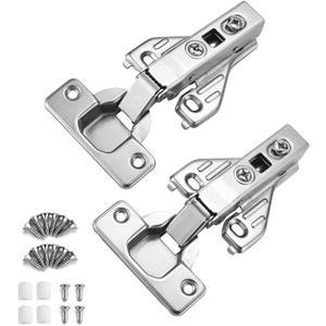 2 x Kimdot Soft Close Cabinet Hinges for Face Frame Cabinet Full Overlay Cabinet Door Hinges 105 Degree Adjustable Concealed Kitchen Cabinet Hinges Brushed Satin Nickel with Mounting Screws 2PCS