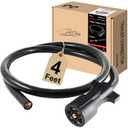 7 Way Trailer Cord,4FT Heavy Duty 7 Way Trailer Plug Inline Cord Wire Harness Cable Double Prongs Connector 7 pin Trailer Wiring Harness 4 Feet for Camper Blade Molded RV Cable Wire(4ft)