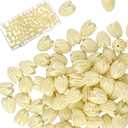 Hotop 100 Pcs Artificial Pikake Jasmine Flower Beads Coral Flower Shell Beads for Jewelry Making Necklace Bracelet Supplies Scrapbooking DIY Crafts Wedding Decors(13 x 10 mm,Ivory)
