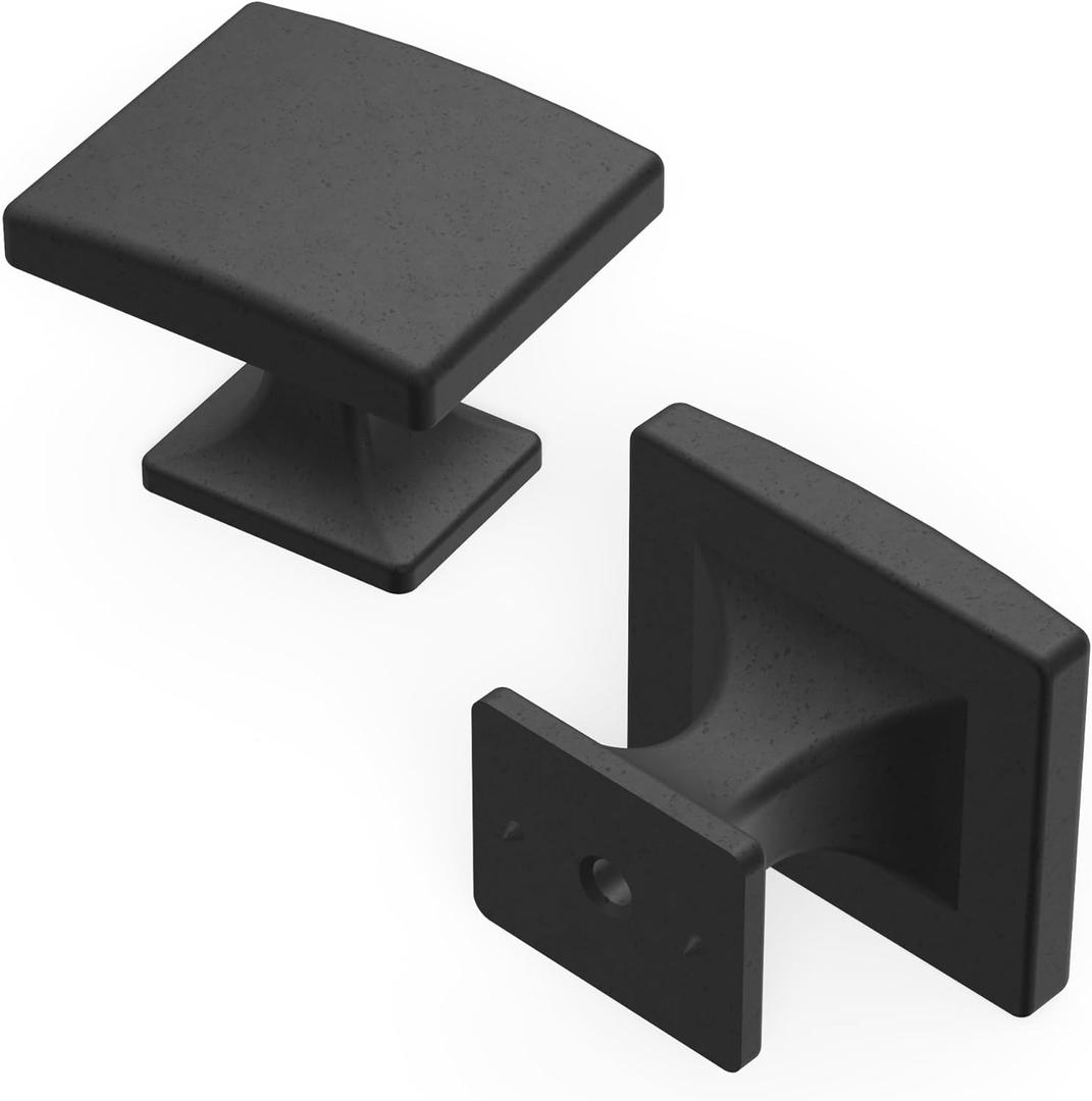 Hickory Hardware 10 Pack Solid Core Kitchen Cabinet Knobs, Luxury Cabinet and Dresser Knobs, Handle Pulls for Doors & Drawers, 1-7/16 Inch, Black Iron, Forge Collection