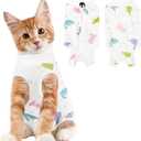 Cat Recovery Suit Female, Breathable Cat Onesie After Surgery Female for Abdominal Wounds or Skin Diseases, Surgery Recovery Suit Kitten Onesie After Spay Wear Anti Licking (Small, Dinosaur)