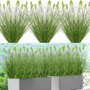 Artificial Grass Plants Outdoor 20PCS Fake Shrubs Wheat Grass Cattails 22 Inch Tall Onion Grass Greenery Stems UV Resistant Ornamental Grass Bushes Plant for Indoor Outdoor Home Garden Decor (55cm)