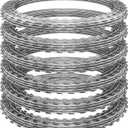 296ft Razor Wire 6 Rolls, Silver Razor Fencing, Galvanized Concertina Wire with Pliers Gloves Warning Sign for Garden Farm Factory Security (12" dia. 296ft)