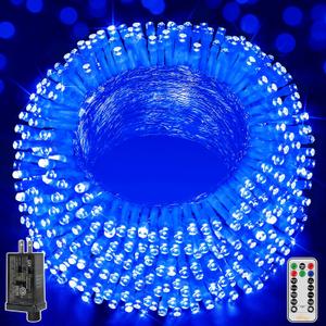 Ollny Christmas Lights Outdoor 800LED 262FT, Blue Plug in Fairy Lights with Remote, 8 Modes Waterproof Timers Dimmable LED String Lights for Indoor House Outside Bedroom Patio Balcony