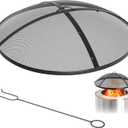 YITAHOME 30" Fire Pit Screen with Top Ring & Poker, Iron Mesh Spark Guard with High-Temperature Coating, Portable & Modular for Backyard Fire Pits, Camping, Beach Parties, and Barbecues