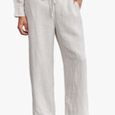 100% Linen Summer Casual Elastic Drawstring Loose Pants Pockets S