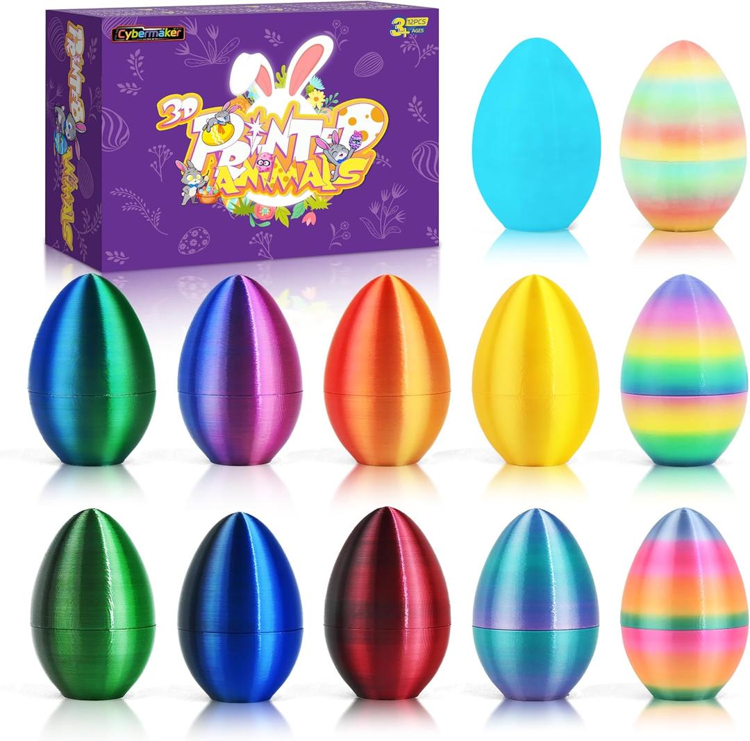 2 x 12 PCS 3D Printed Dragon Easter Empty Eggs, 2.36" Empty Eggs Fillable Eggshells for Easter Egg Hunt, Basket Fillers, Treats, Party Favor Supplies, Classroom Prizes
