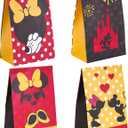 24 Pack Mickey Minnie Party Favor Bags Paper Goodie Bags - Treat Candy Bag for Kids' Minnie Mickey Theme Party, Boys Girls Mickey Birthday Party Supplies Gift Bags with Stickers for Party Decorations