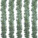 Kisflower 5 Pack 6.56FT Green Eucalyptus Garland for Decoration Table with Willow Leaves Greenery Garland Fake Hanging Plants Vines for Wedding Arch Decor Party Room Home Garden Office Wall Decor