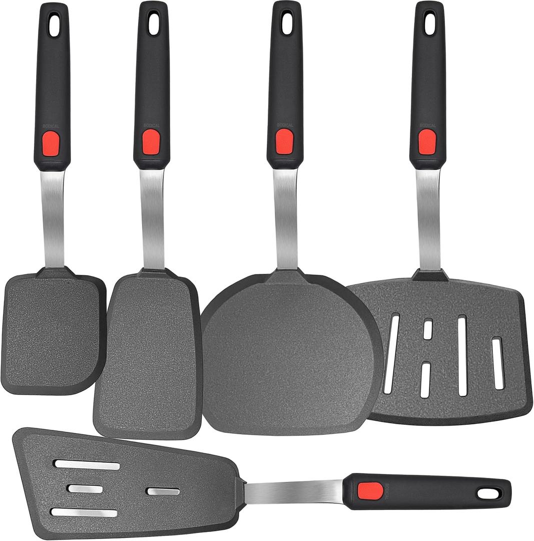 Mixed 5 Piece Silicone Spatula Set, 600F Heat-Resistant No-Melt Rubber Spatula Handle and Blade - Kitchen Cooking Utensils for Nonstick Cookware, Spatula Turner for Egg,Pancake,Burger- Dishwasher Safe