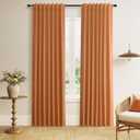 Guken Orange Blackout Curtains 84 Inch Length 2 Panels Set for Living Room Bedroom Back Tab Thermal Insulated 100% Black Out Linen Drapes Room Darkening Window Curtains 84 Inches Long