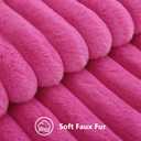 decorUhome Summer Cozy Faux Fur Throw Pillow Covers 12x20 Set of 2 Decorative Soft Plush Striped Lumbar Modern Farmhouse Boho Couch Pillow Cases with Velvet Back for Sofa Bed Living Room, Hot Pink