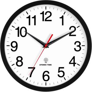 Rohioue Atomic Wall Clock, Modern 14 Inch Battery Operated Wall Clocks, Analog Clock for Living Room, Office, Home, Bedroom, Kitchen, Bathroom(Black)