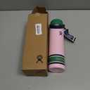 Hydro Flask Water Bottle - Insulated Stainless Steel - Wide Mouth Flex Straw Lid, Non Spill, Leakproof and Refillable in 24 Oz Campus Pink