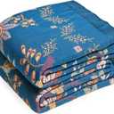 Boho Throw Blanket - 100% Cotton Ultra Soft Muslin Summer Blanket, 50"x60" Lightweight Floral Butterfly Framhouse Bedding Blanket for Bed, All Season Blue Bohemian Bedroom Home Decor Quilt, Secret Garden