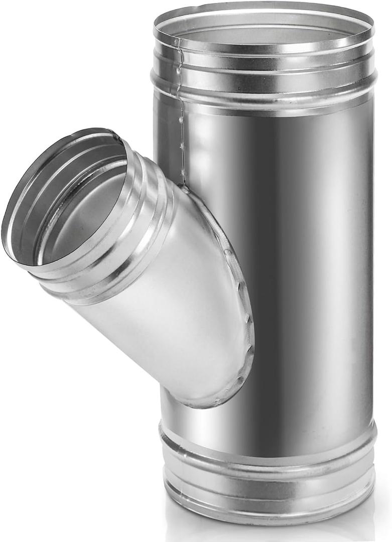 SOUJOY 6" to 4" Branch Y-Shape Ducting Connector, 45 Degree Galvanized Duct Splitter, 3-Way Dust Collection Fitting for Exhaust Fan Dryer Vent Hose Split Ventilation