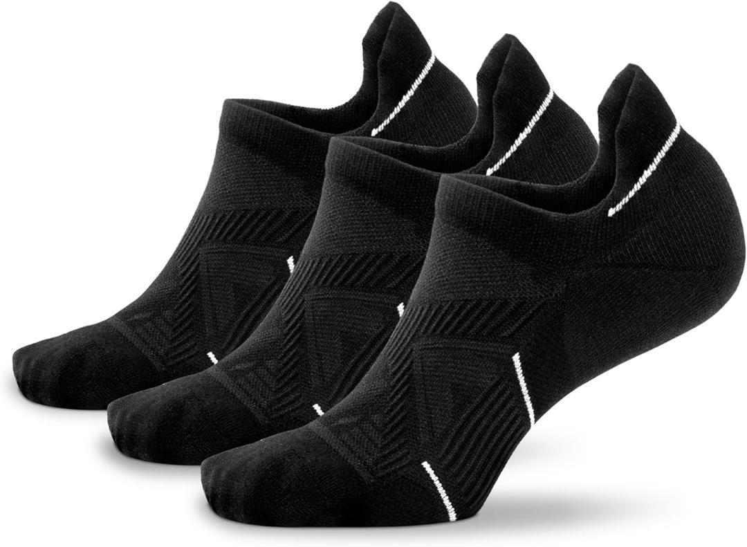 BRISIRA Bamboo Viscose Coolmax Mens No Show Socks Cushioned Moisture Wicking Anti Blister Athletic Low Cut Socks (Black, S)