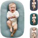 Baby Lounger for Newborn,Baby Nest for Newborn Soft Cotton Breathable for Playtime & Relaxation,Flat Babies Essentials Gifts Newborn Lounger for Boys & Girls 0-12 Months(Misty Blue)